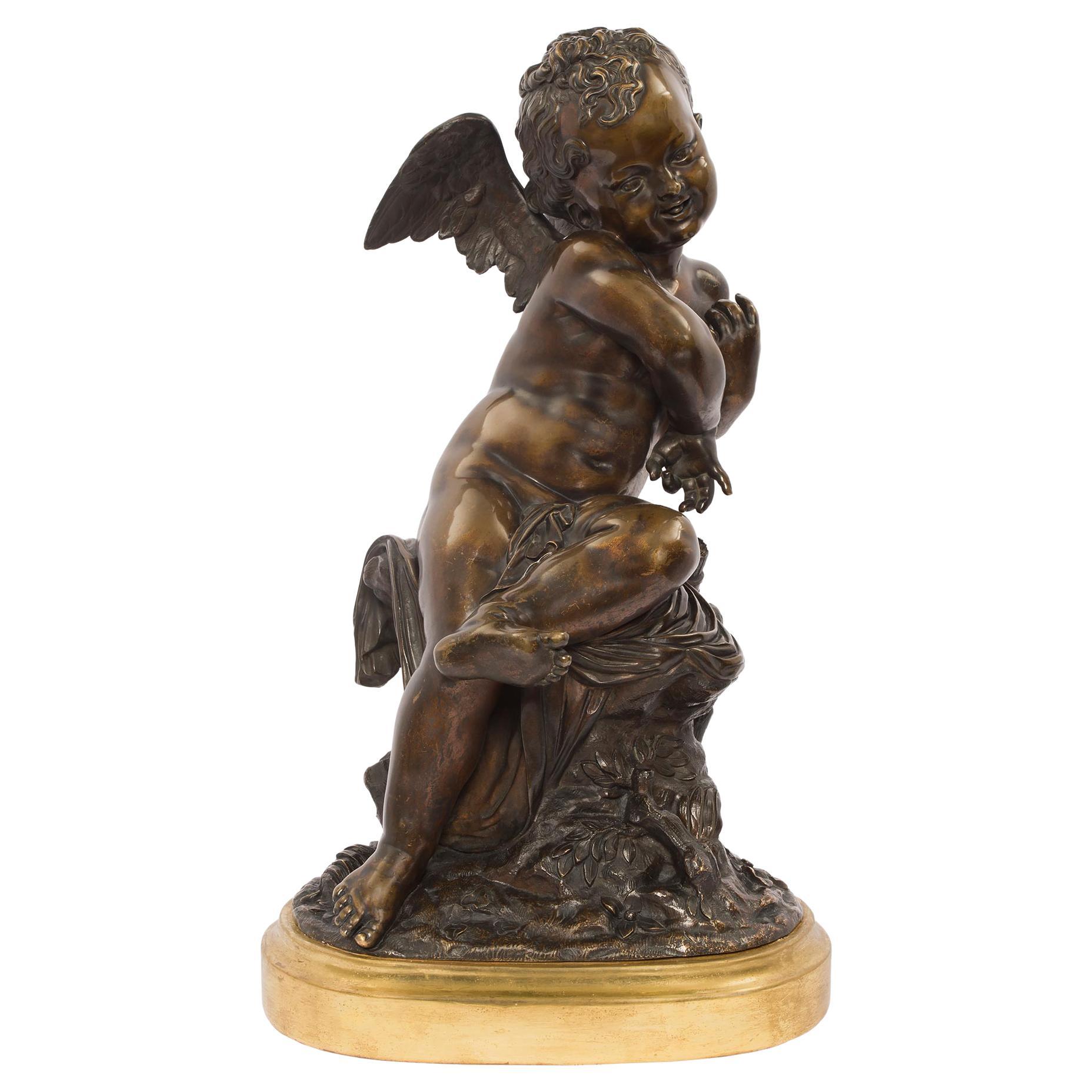 French 19th Century Louis XVI Style Patinated Bronze Statue, Signed Lemire For Sale