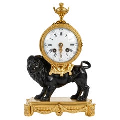 "The Peaceful Lion" A French 19th Century Louis XVI Style Pendule Au Lion