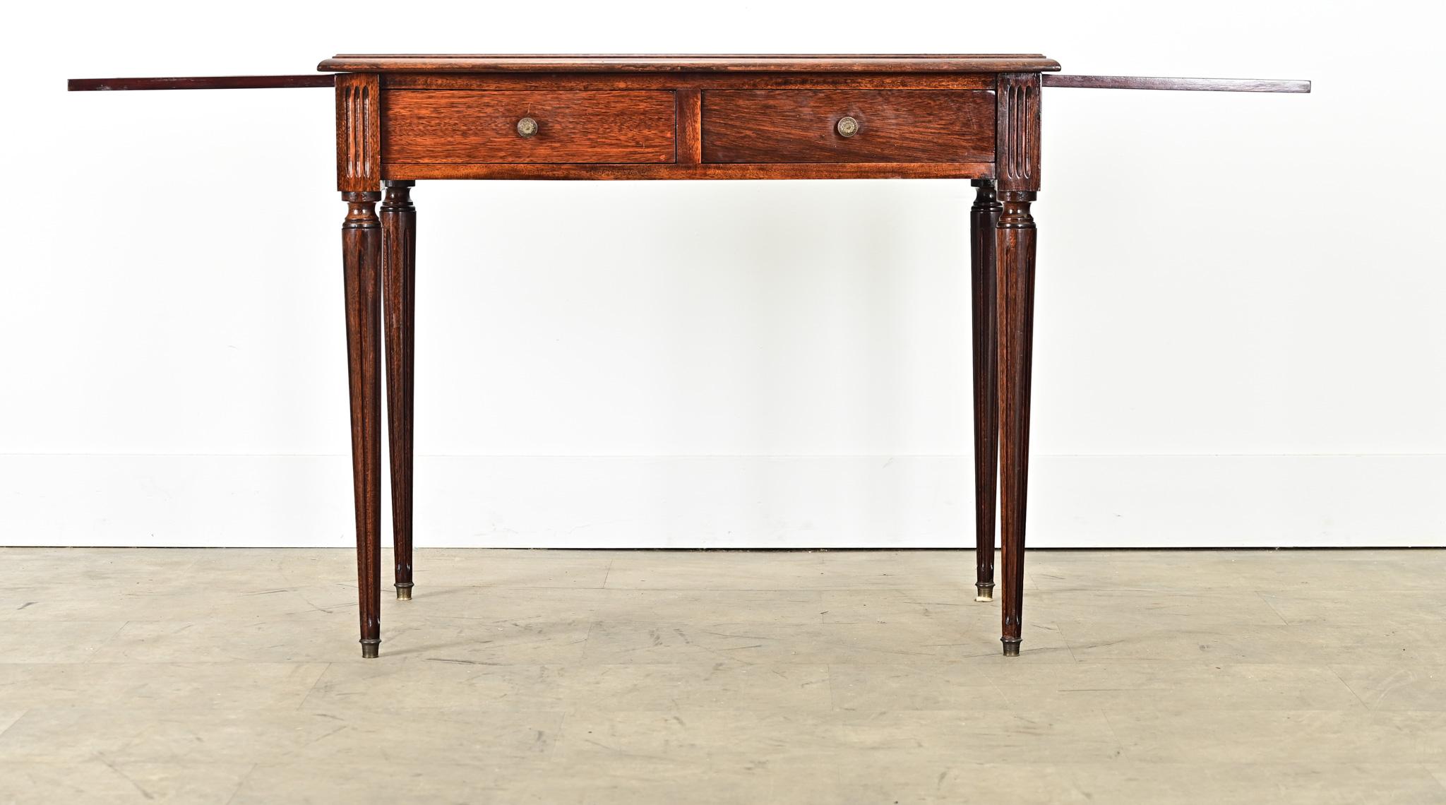Brass French 19th Century Louis XVI Style Petite Writing Desk For Sale