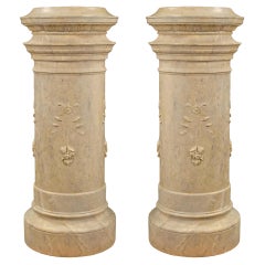 Antique  French 19th Century Louis XVI Style Plaster Columns with a Faux Marble Finish