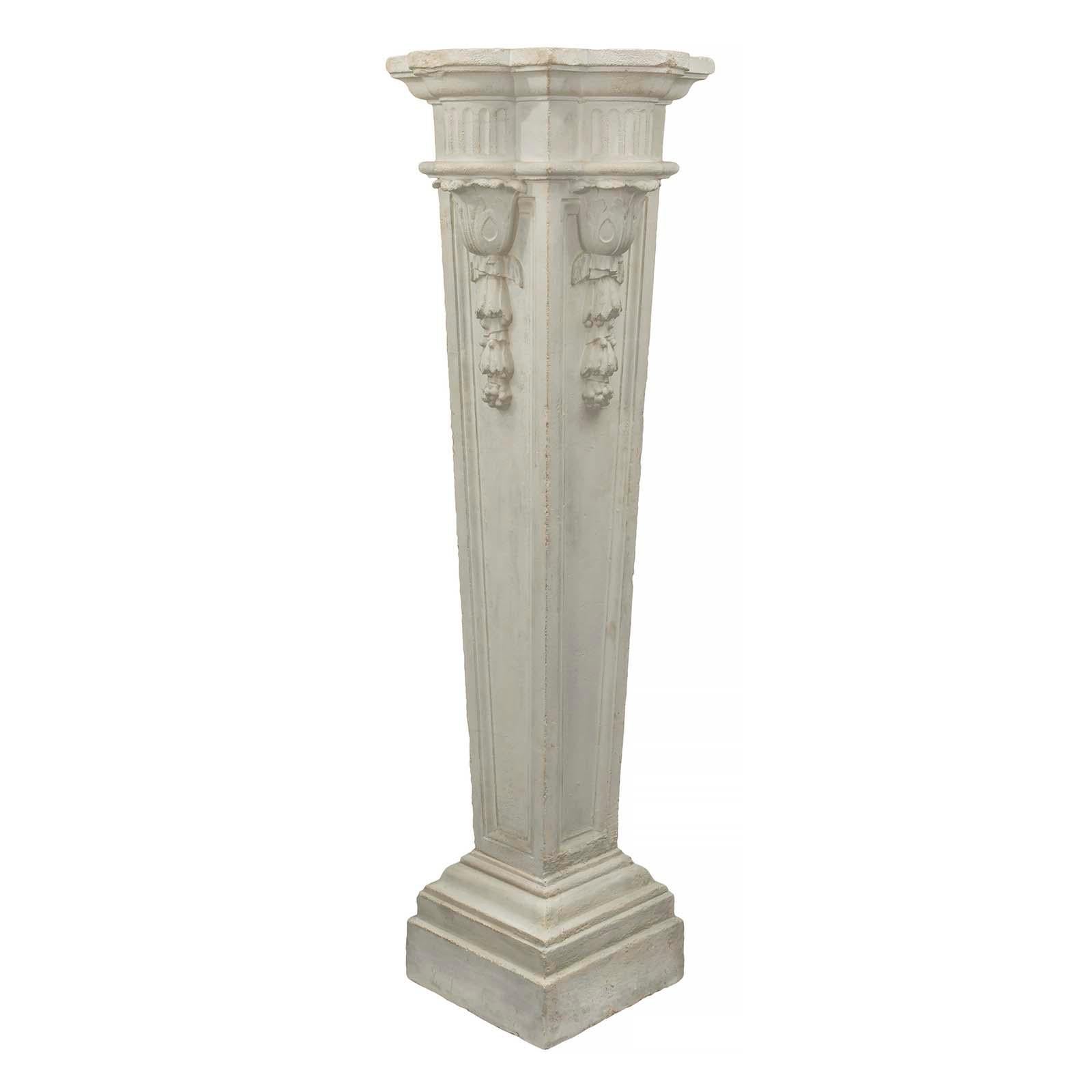 French 19th Century Louis XVI Style Plaster Pedestals For Sale 1