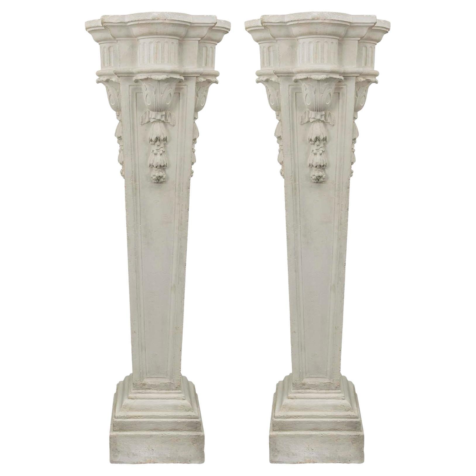 French 19th Century Louis XVI Style Plaster Pedestals For Sale