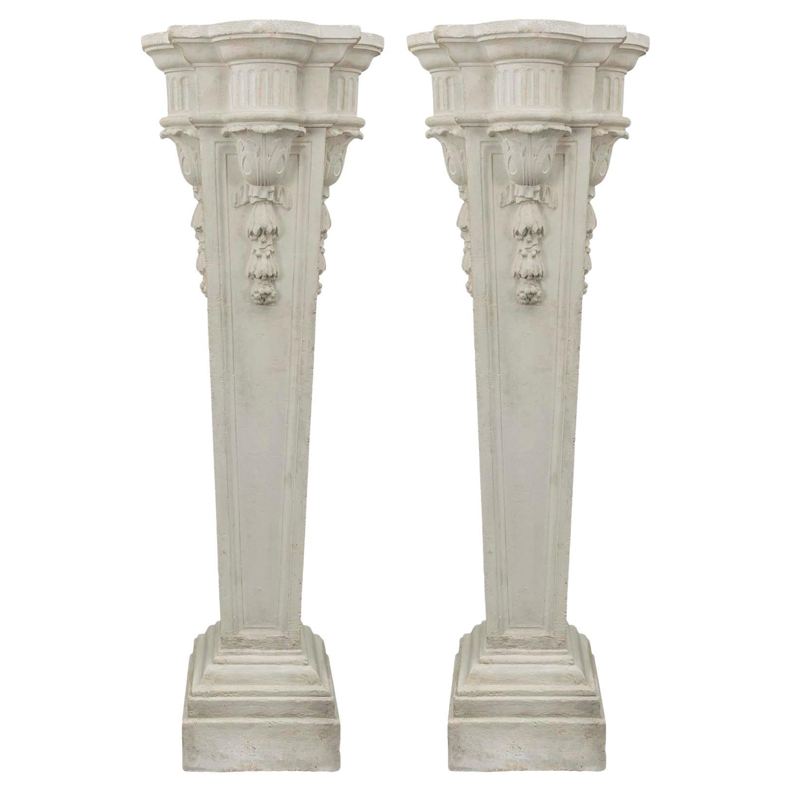 French 19th Century Louis XVI Style Plaster Pedestals