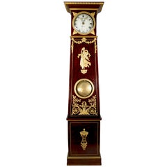 French 19th Century Louis XVI Style Plum-Mahogany Ormolu Mounted Tall Case Clock