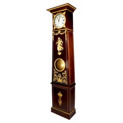 French 19th Century Louis XVI Style Plum-Mahogany Ormolu Mounted Tall Case Clock