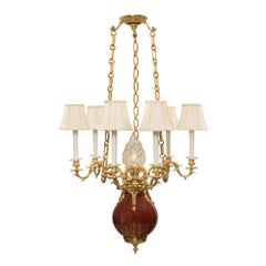 French 19th Century Louis XVI Style Porcelain and Ormolu Chandelier