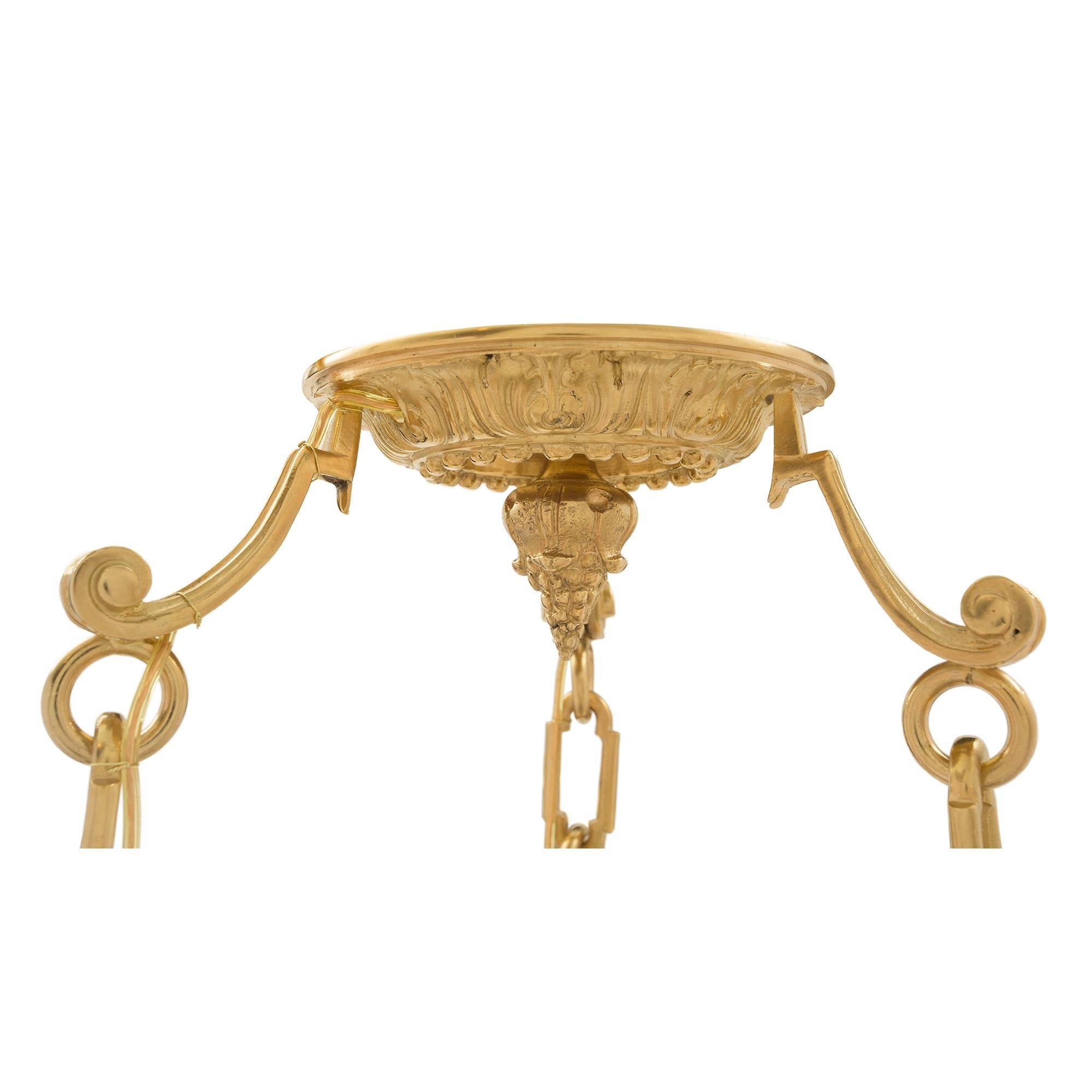 French 19th Century Louis XVI Style Porcelain and Ormolu Chandelier In Good Condition For Sale In West Palm Beach, FL