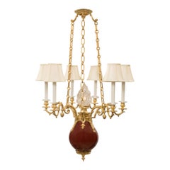Antique French 19th Century Louis XVI Style Porcelain and Ormolu Chandelier