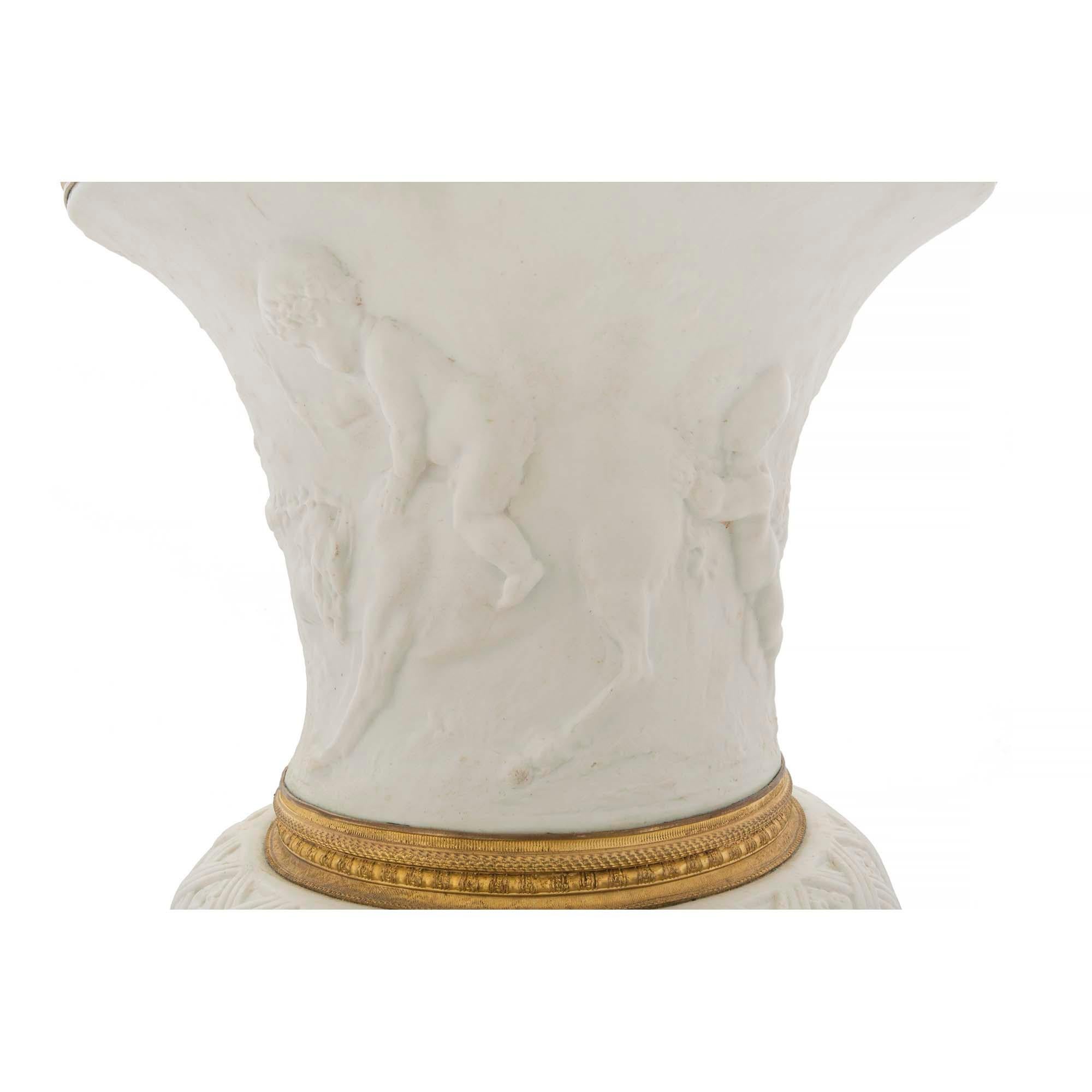 French 19th Century Louis XVI Style Porcelain and Ormolu Medici Designed Vase For Sale 3