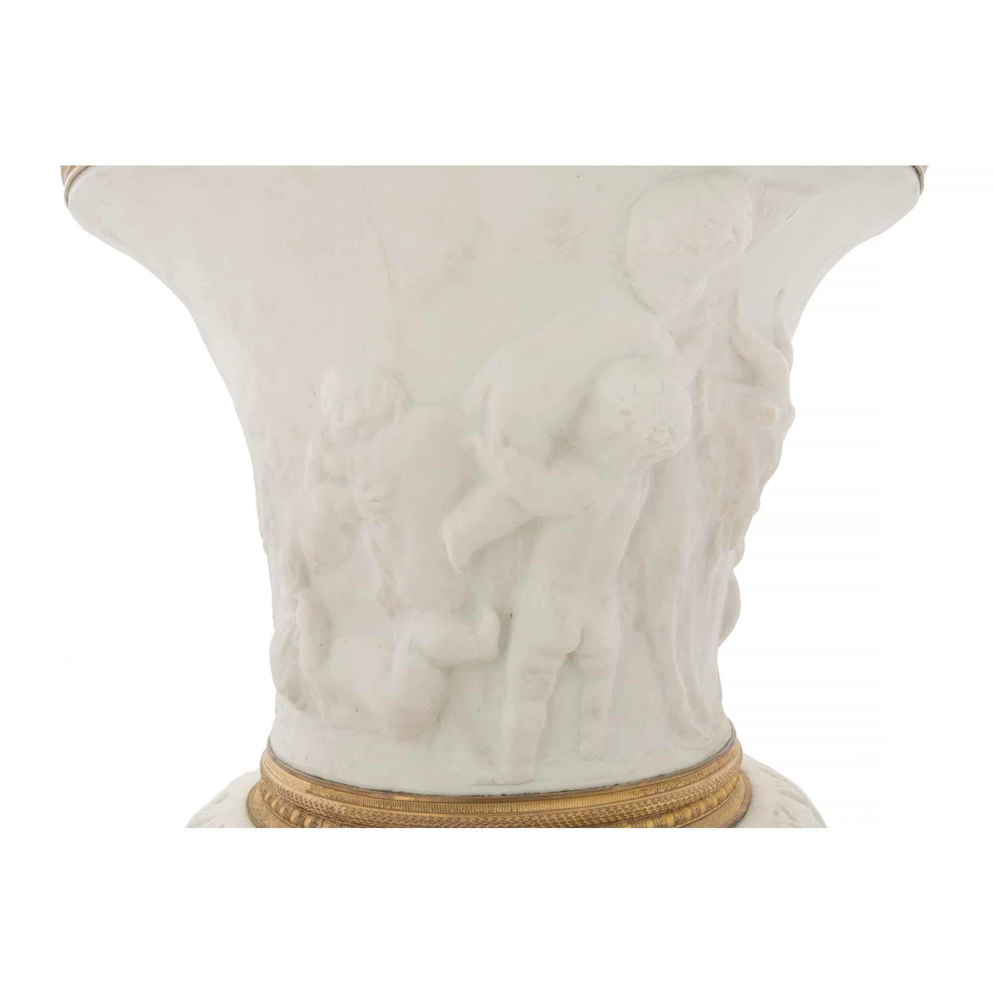 French 19th Century Louis XVI Style Porcelain and Ormolu Medici Designed Vase For Sale 4