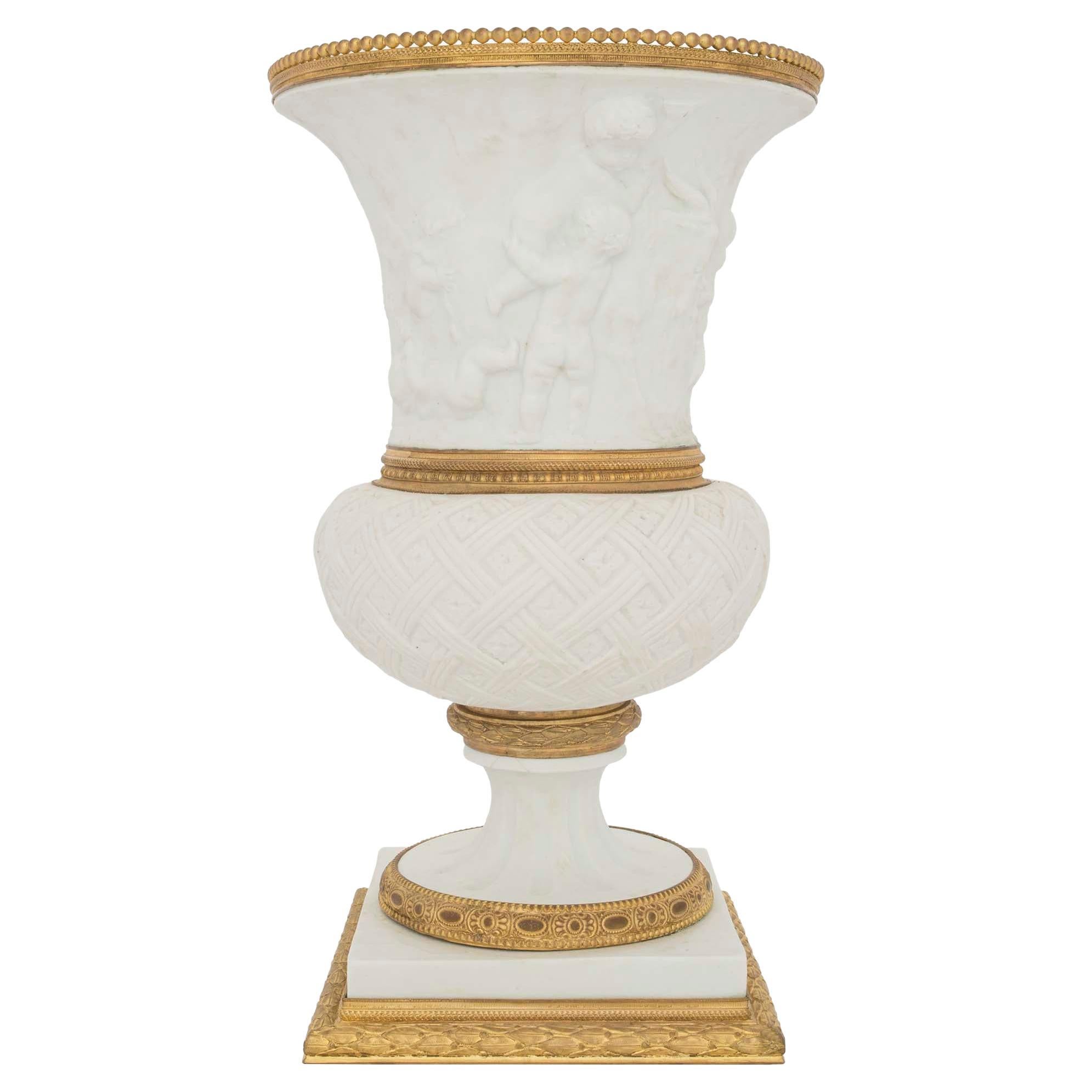 French 19th Century Louis XVI Style Porcelain and Ormolu Medici Designed Vase