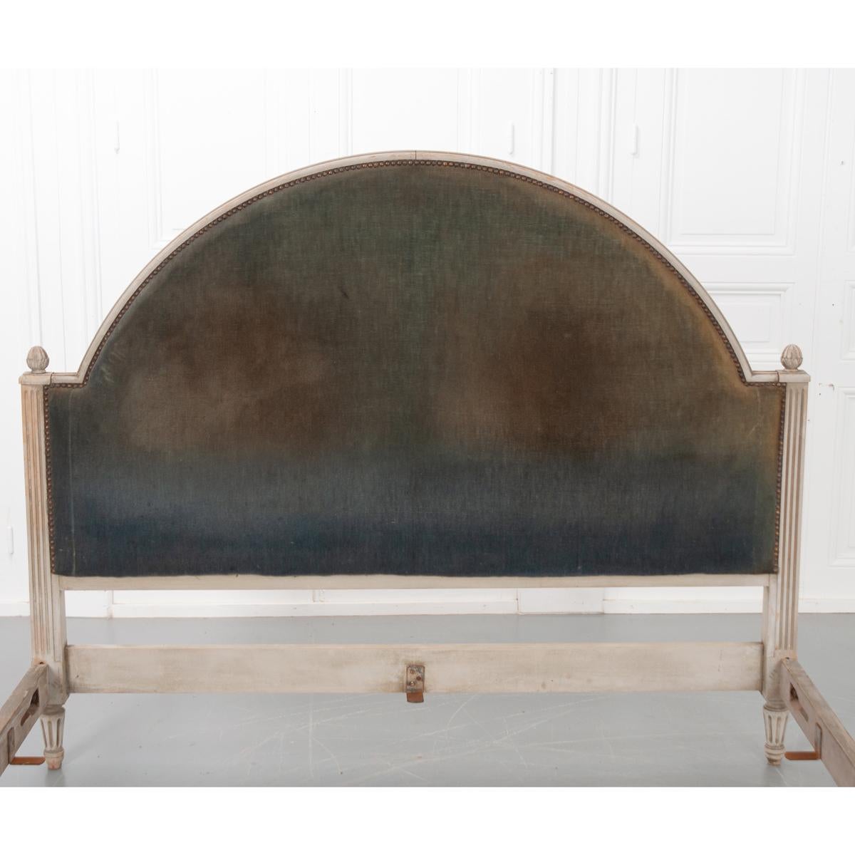 Upholstery French 19th Century Louis XVI Style Queen Painted Bed