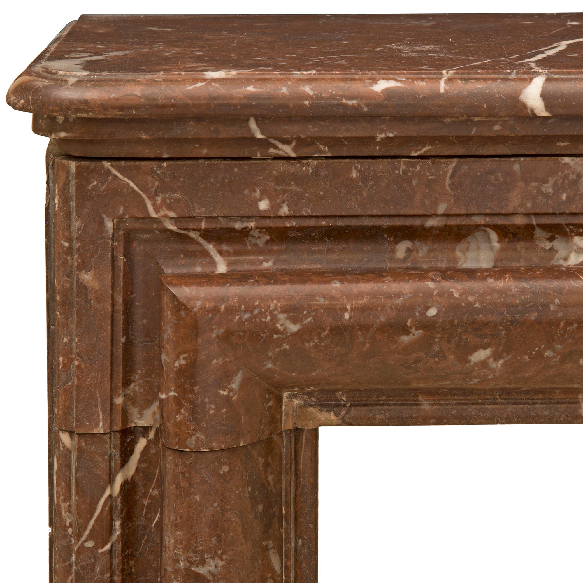French 19th Century Louis XVI Style 'Rosso Merling' Marble Mantel For Sale 1