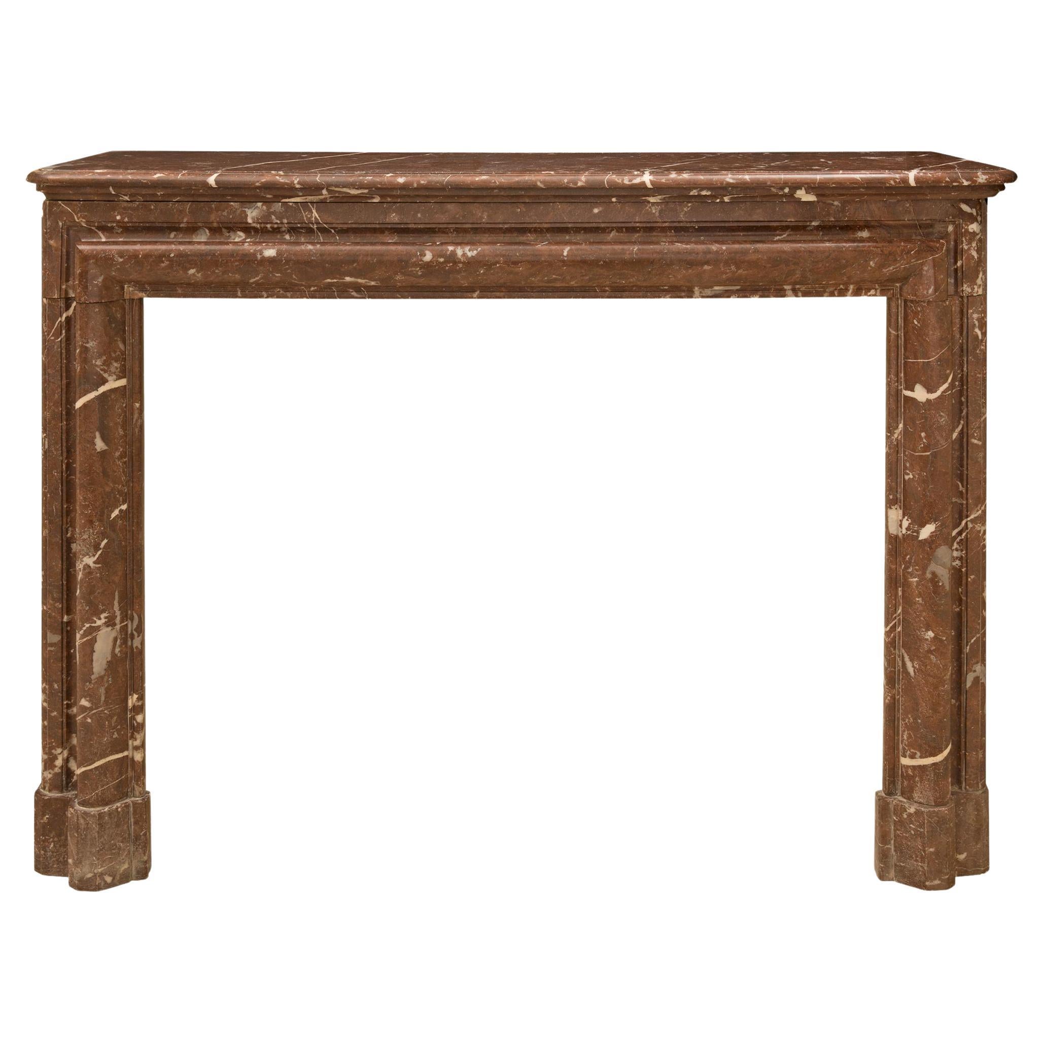 French 19th Century Louis XVI Style 'Rosso Merling' Marble Mantel For Sale