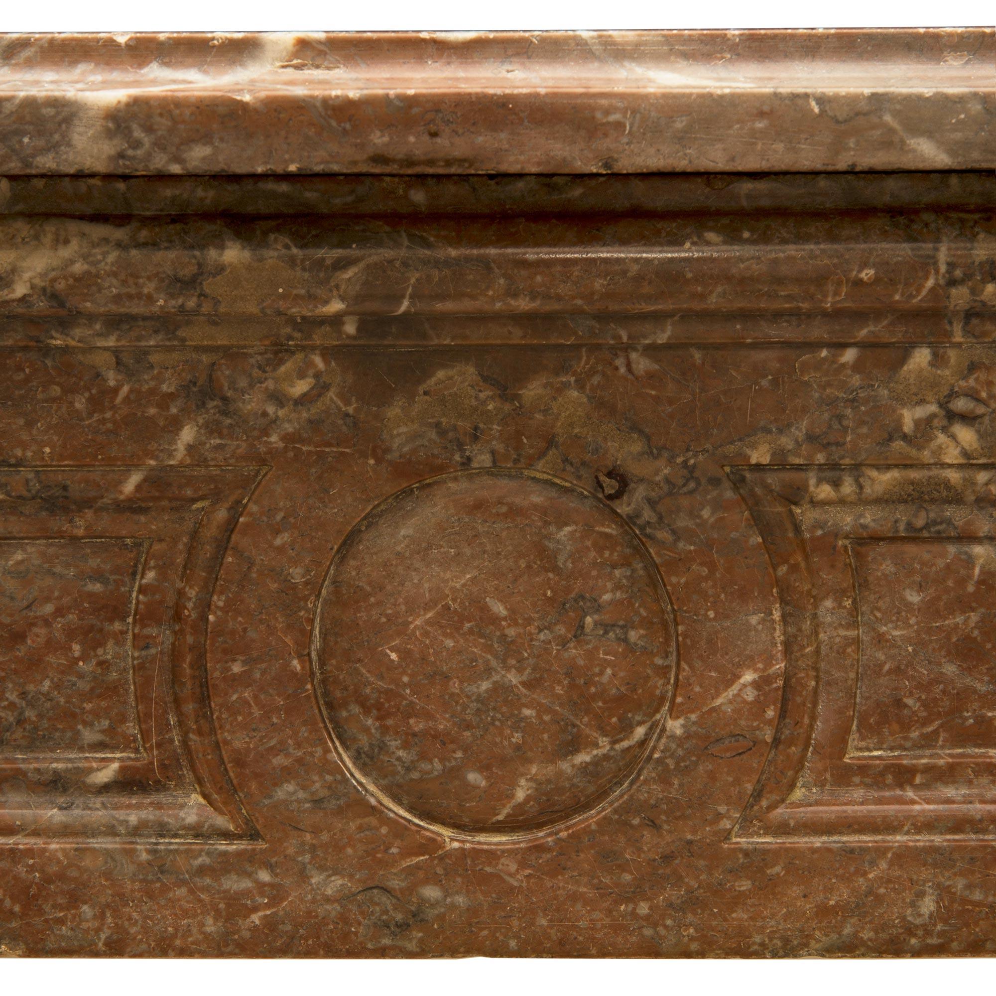 French 19th Century Louis XVI Style Rouge Catalan Marble Fireplace Mantel For Sale 2