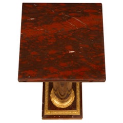 French 19th Century Louis XVI Style Rouge Griotte Marble and Ormolu Pedestal