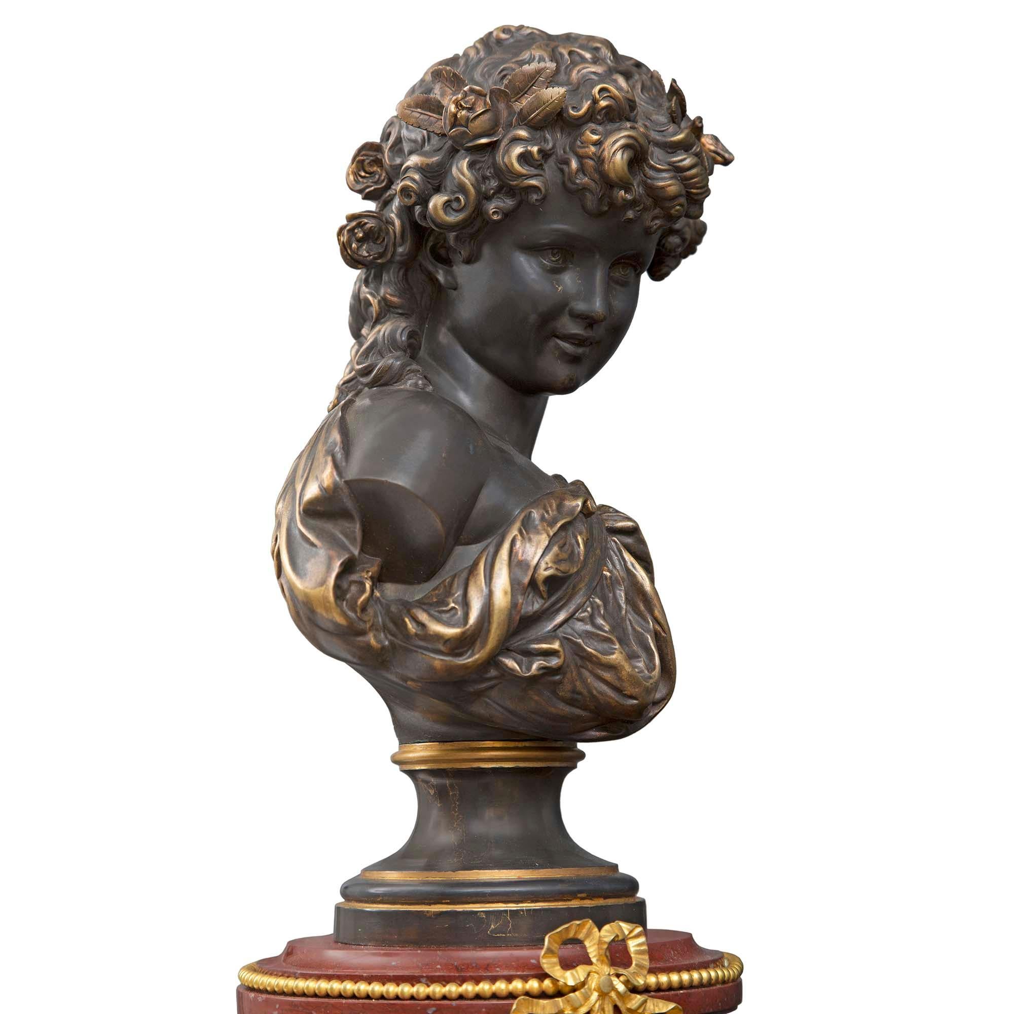 French 19th Century Louis XVI Style Rouge Griotte, Ormolu and Bronze Clock For Sale 1