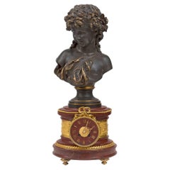 French 19th Century Louis XVI Style Rouge Griotte, Ormolu and Bronze Clock