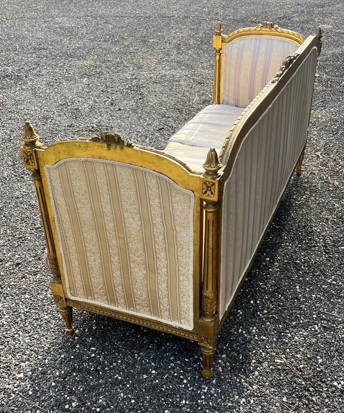 French 19th Century Louis XVI Style Settee and Bergeres A Oreilles For Sale 11