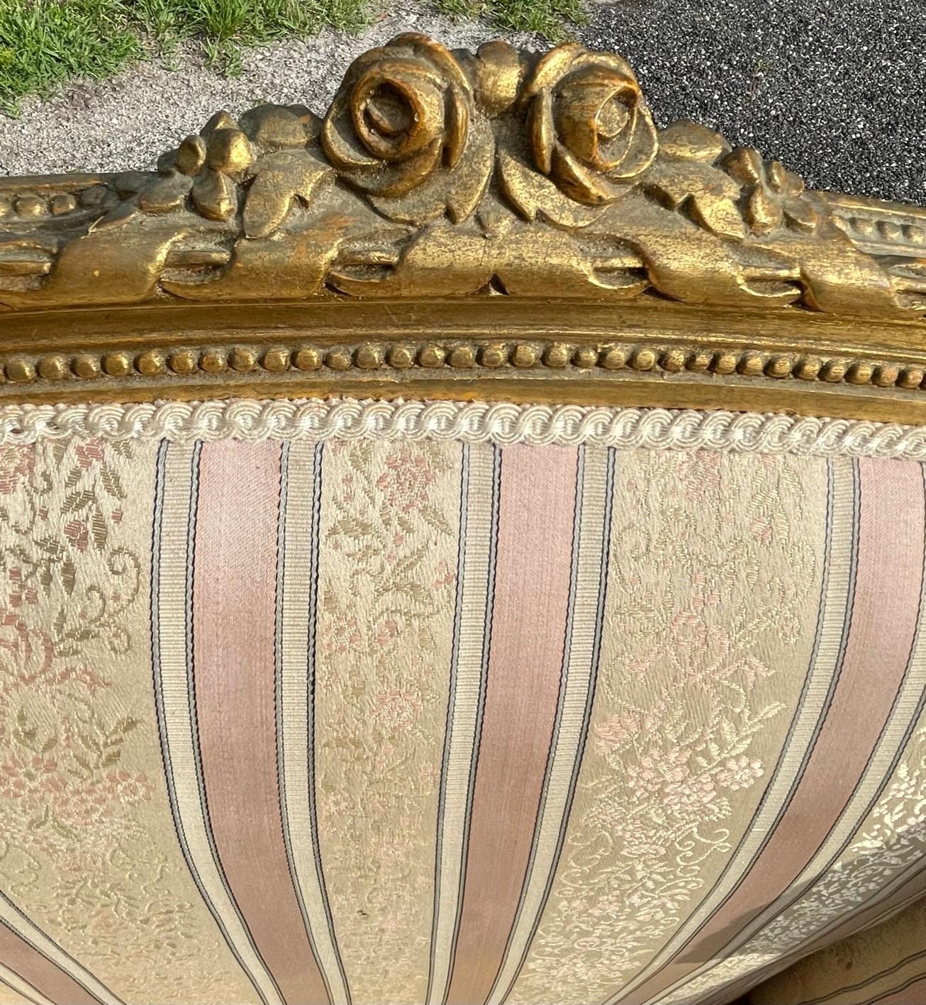 French 19th Century Louis XVI Style Settee and Bergeres A Oreilles For Sale 4