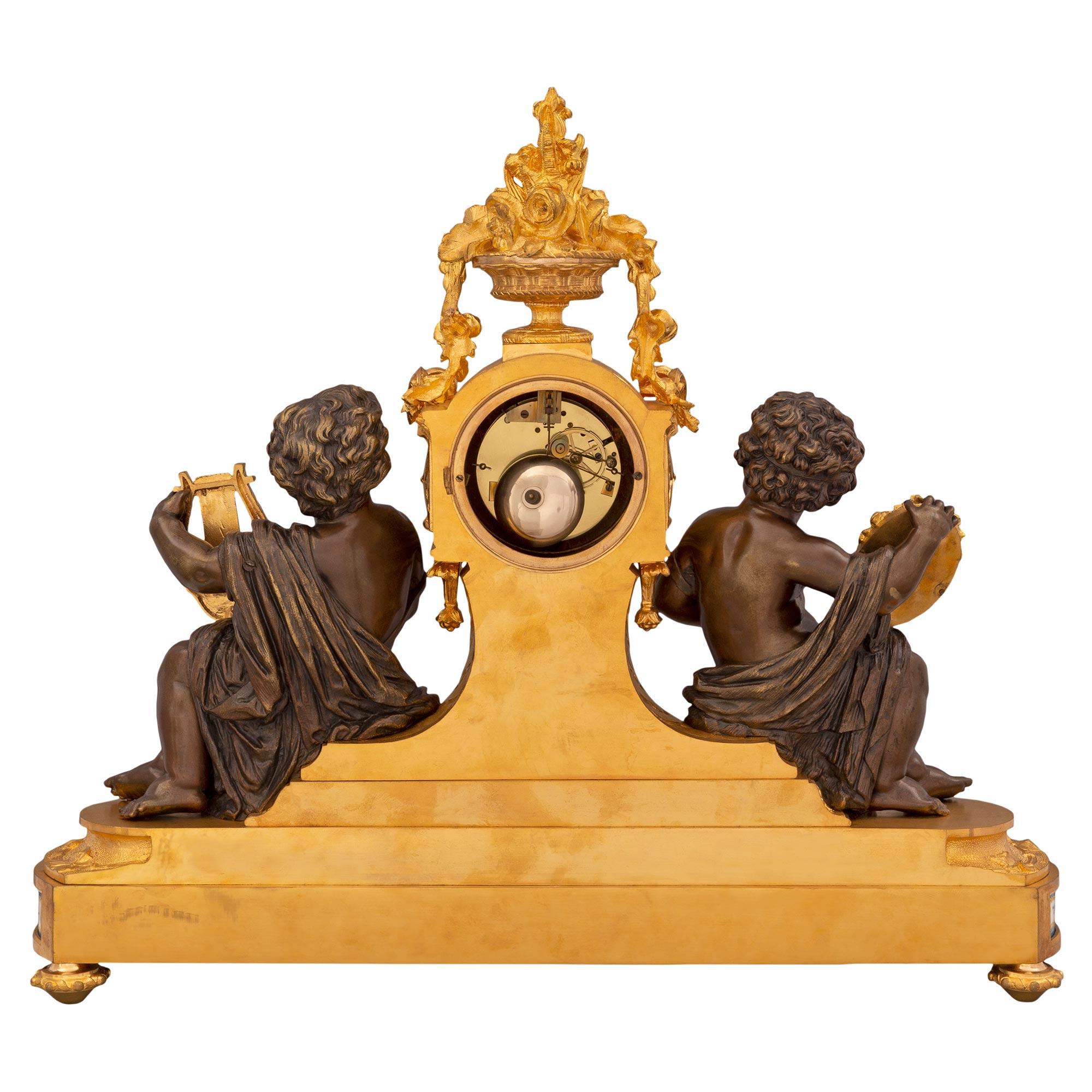 French 19th Century Louis XVI Style Sèvres Porcelain and Ormolu Clock For Sale 6