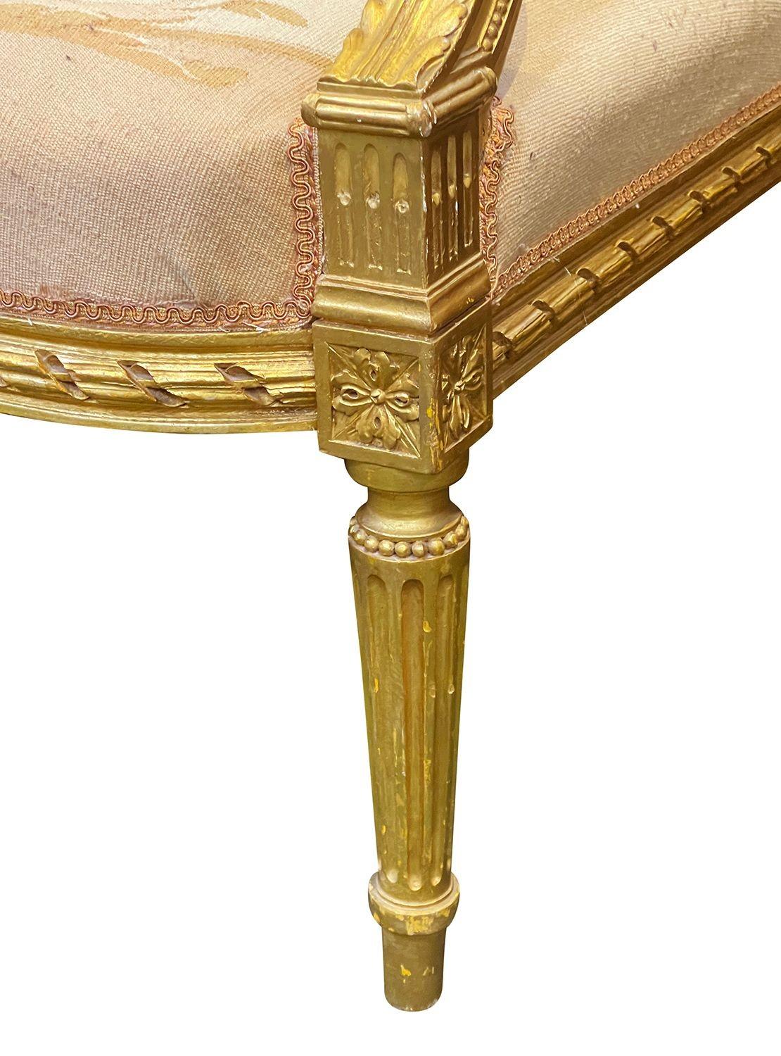 French 19th Century Louis XVI Style Six-Piece Giltwood, Aubusson Salon Suite For Sale 7