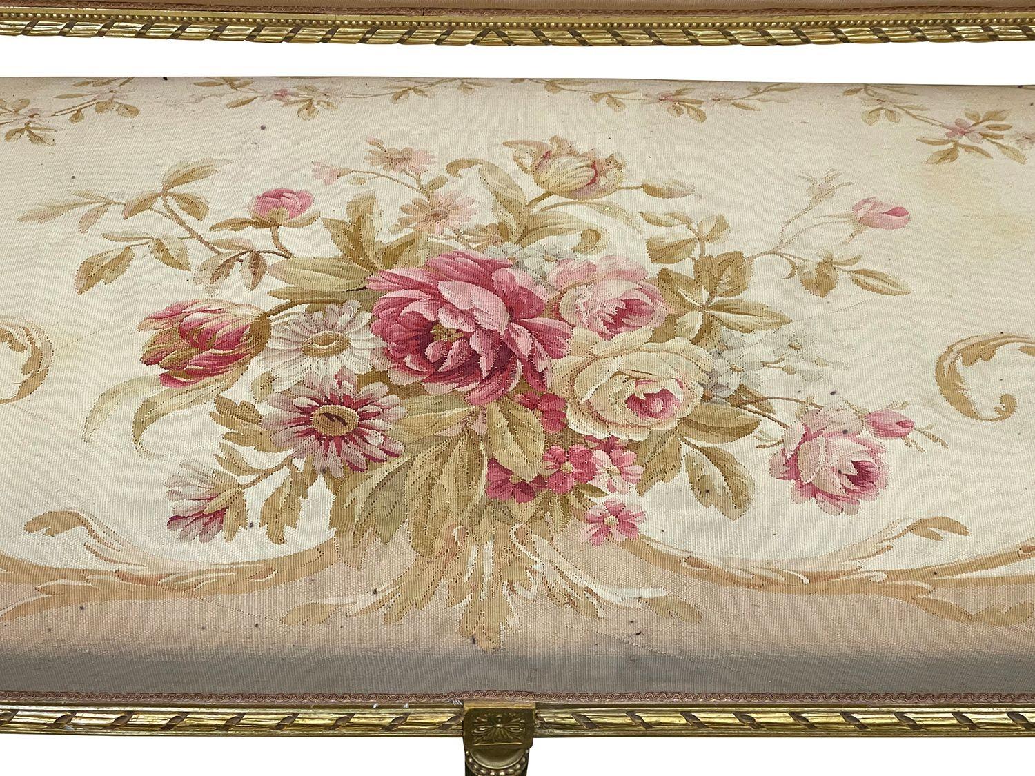 French 19th Century Louis XVI Style Six-Piece Giltwood, Aubusson Salon Suite For Sale 1