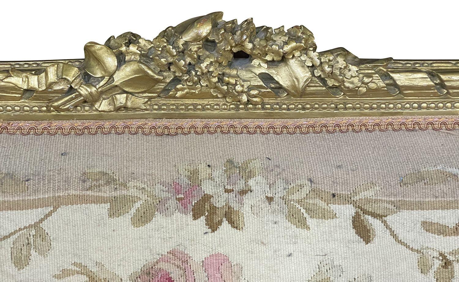 French 19th Century Louis XVI Style Six-Piece Giltwood, Aubusson Salon Suite For Sale 3