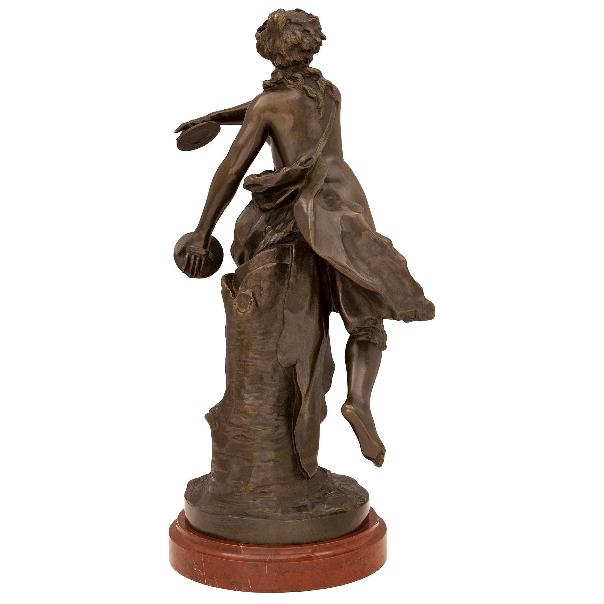 Patinated French 19th Century Louis XVI Style Statue of a Maiden Dancing with Cymbals For Sale