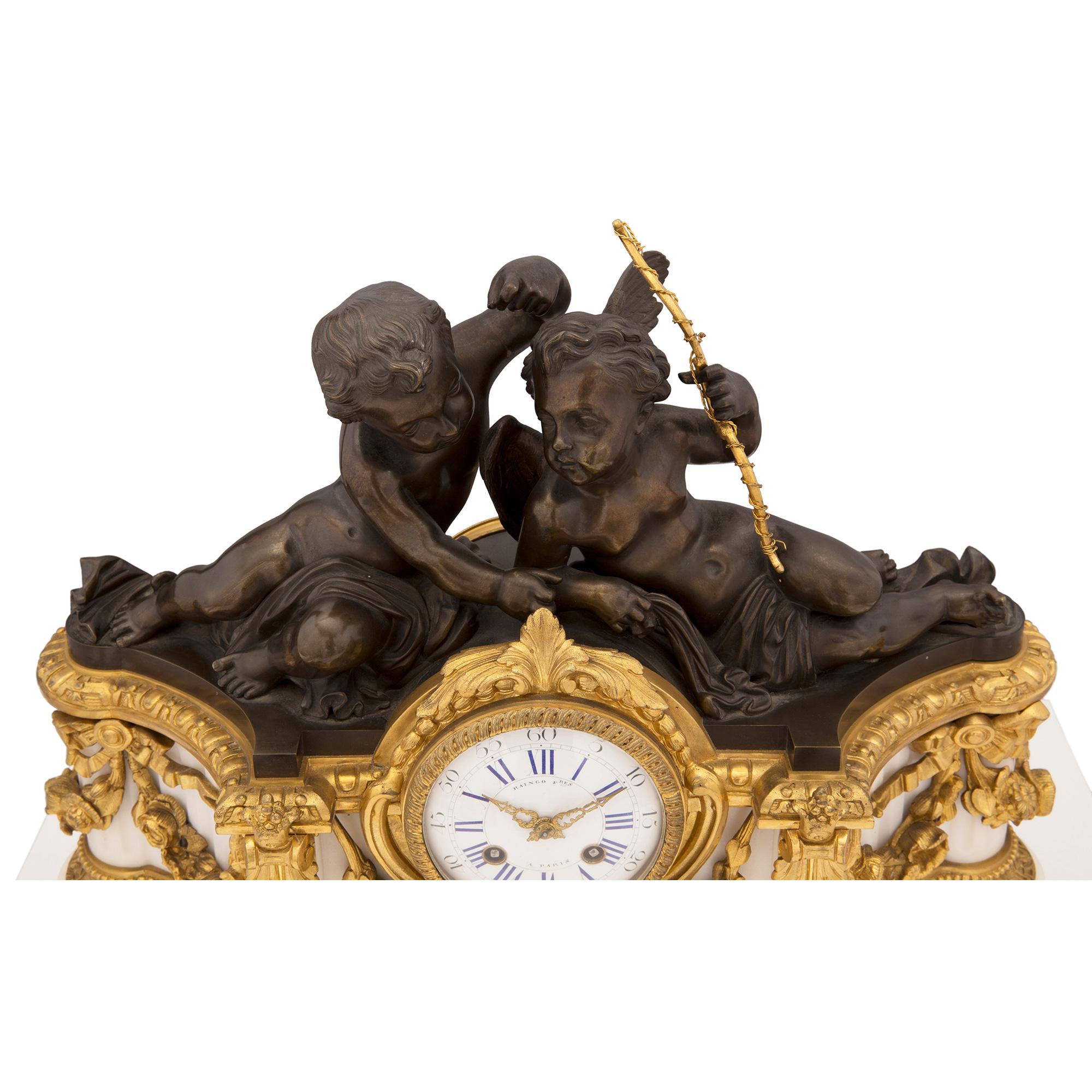 Bronze French 19th Century Louis XVI Style Three-Piece Garniture Set