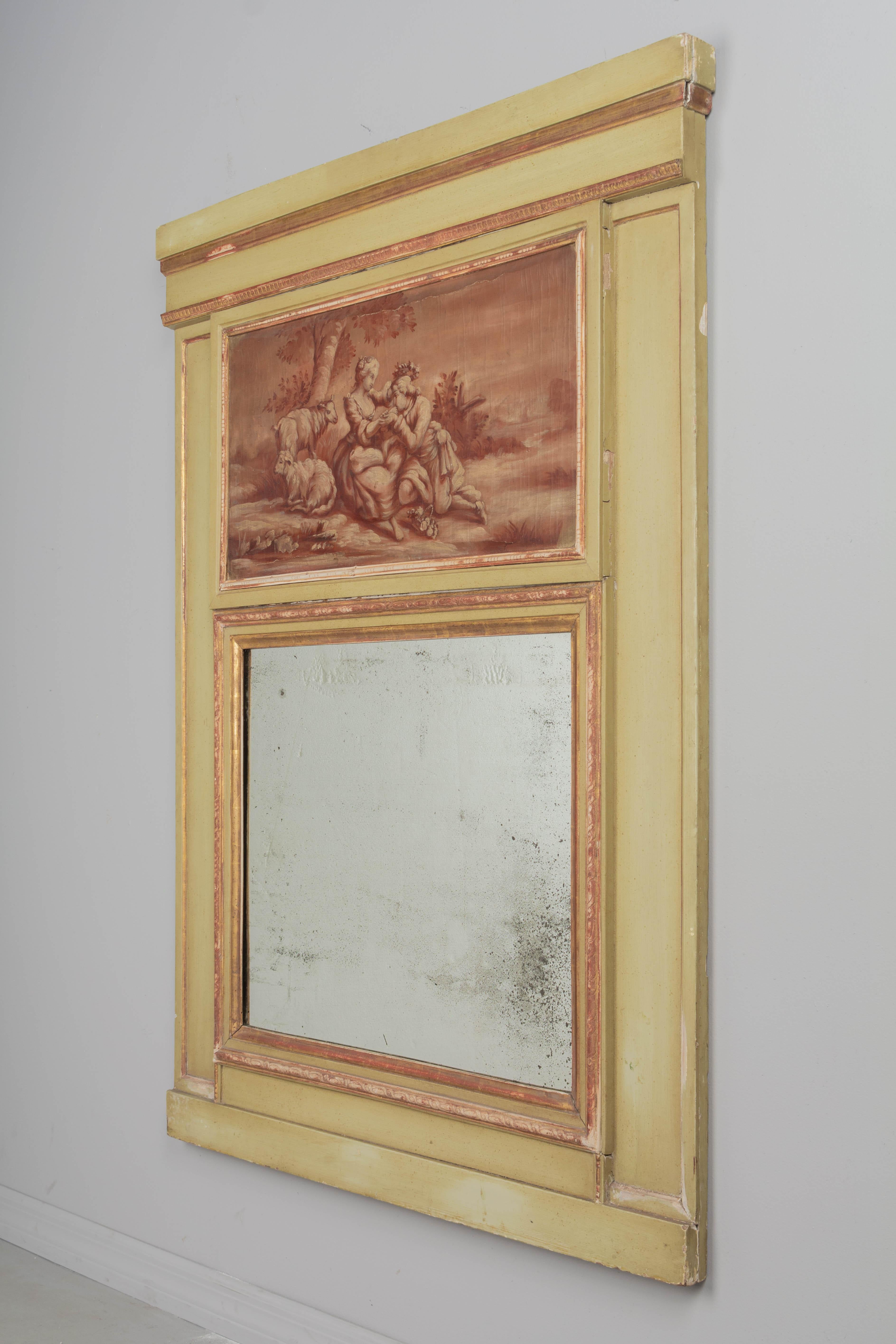Französischer Trumeau-Spiegel im Louis-XVI-Stil des 19. (Gemalt) im Angebot