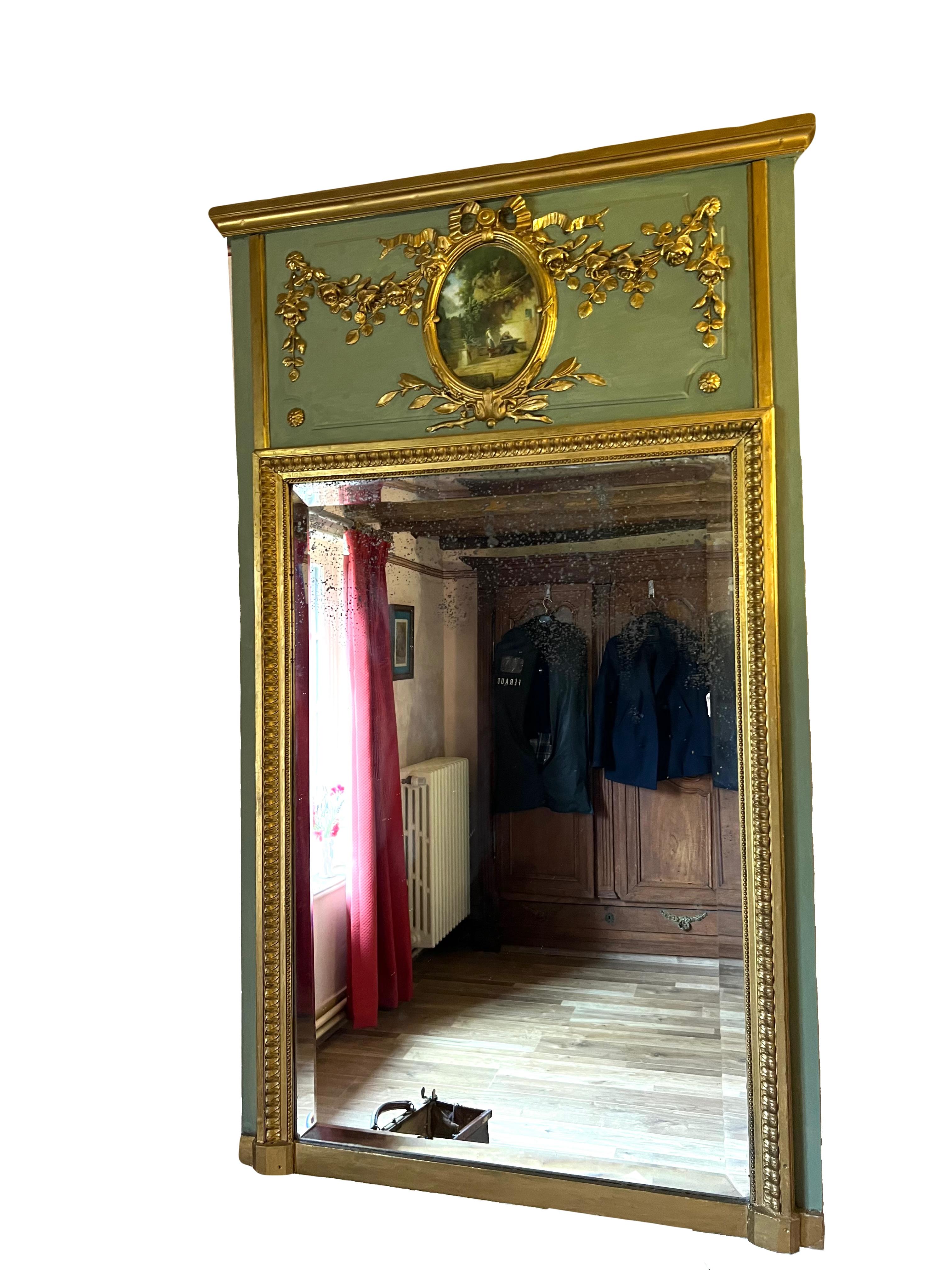 XIXe siècle Miroir Trumeau français du 19ème siècle de style Louis XVI
