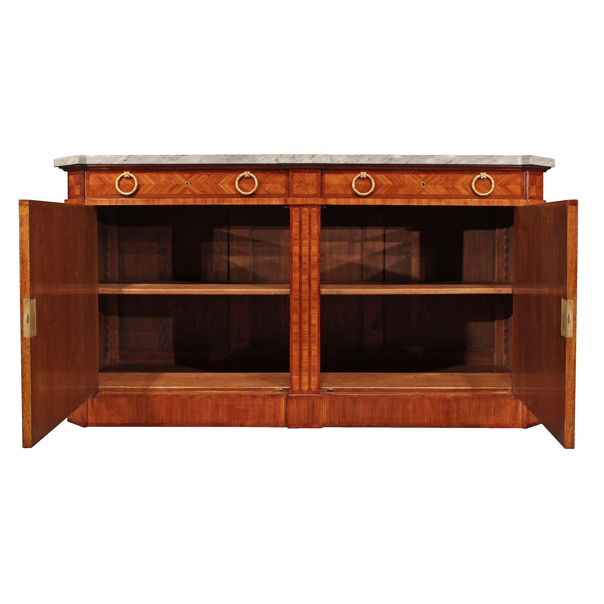 French 19th Century Louis XVI Style Tulipwood and Kingwood Buffet In Good Condition In West Palm Beach, FL