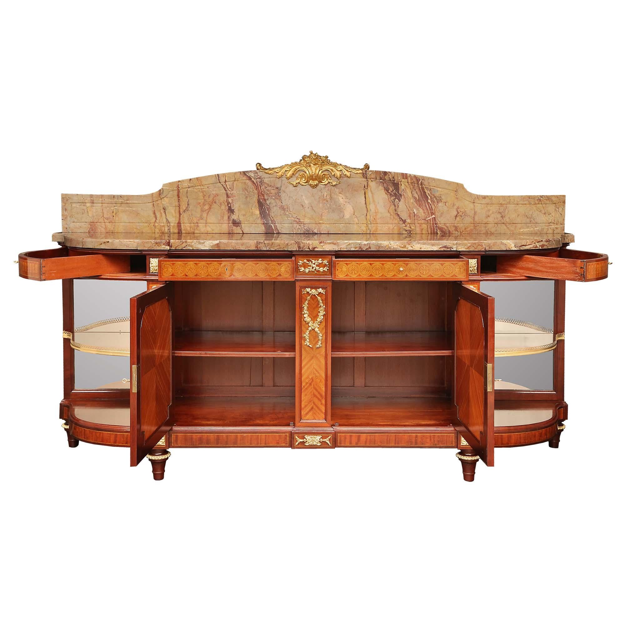 French 19th Century Louis XVI Style Tulipwood and Kingwood Buffet In Good Condition In West Palm Beach, FL