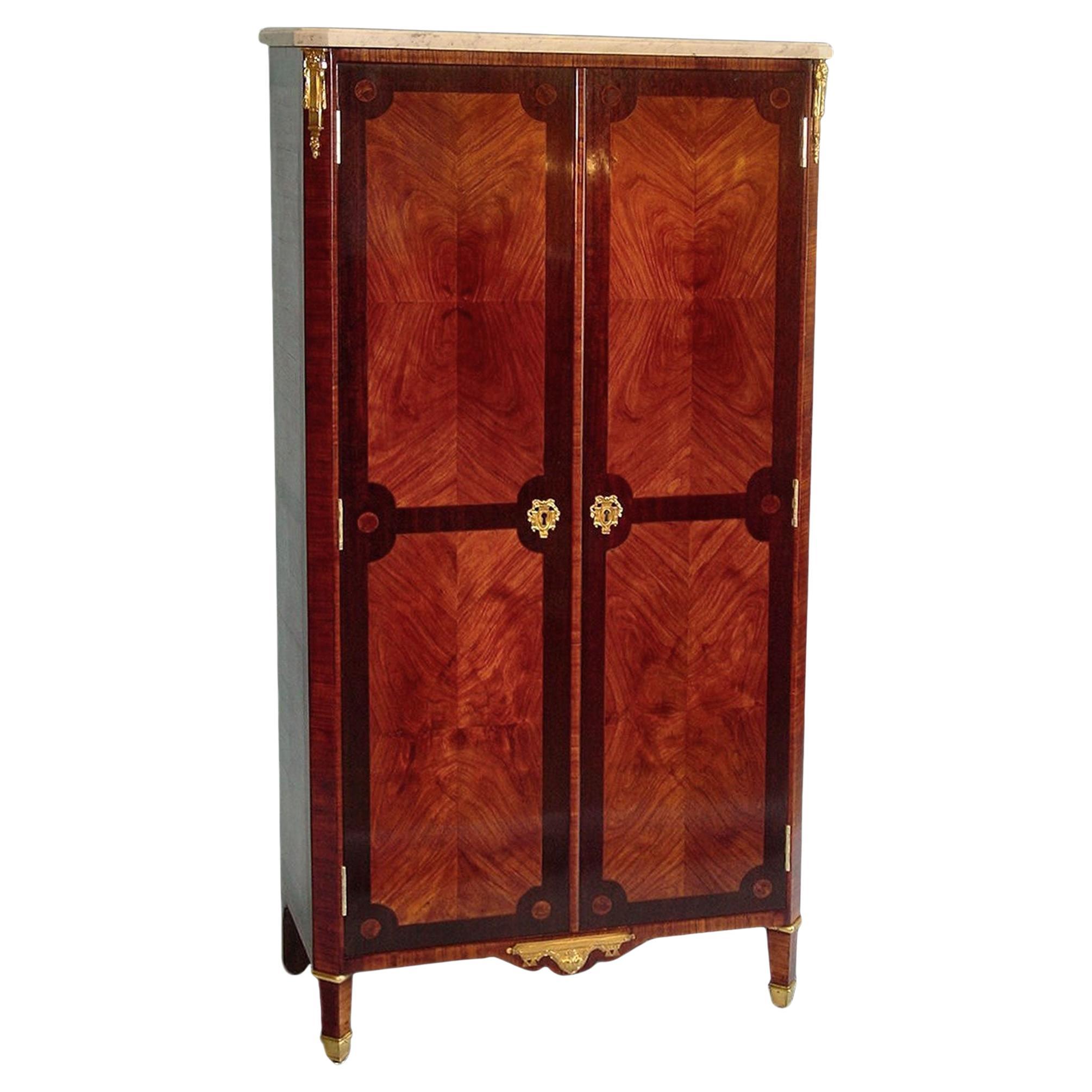 20th Century Carved and Painted Louis XVI Style French Armoire with Roses at 1stDibs
