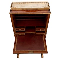 French 19th Century Louis XVI Style Tulipwood Kingwood and Ebony Drop Front Desk