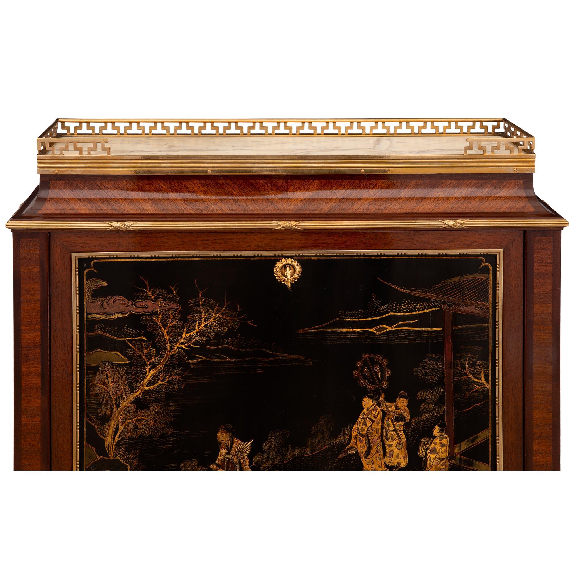 French 19th Century Louis XVI Style Tulipwood Kingwood and Ebony Drop Front Desk For Sale 2