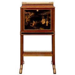 French 19th Century Louis XVI Style Tulipwood Kingwood and Ebony Drop Front Desk