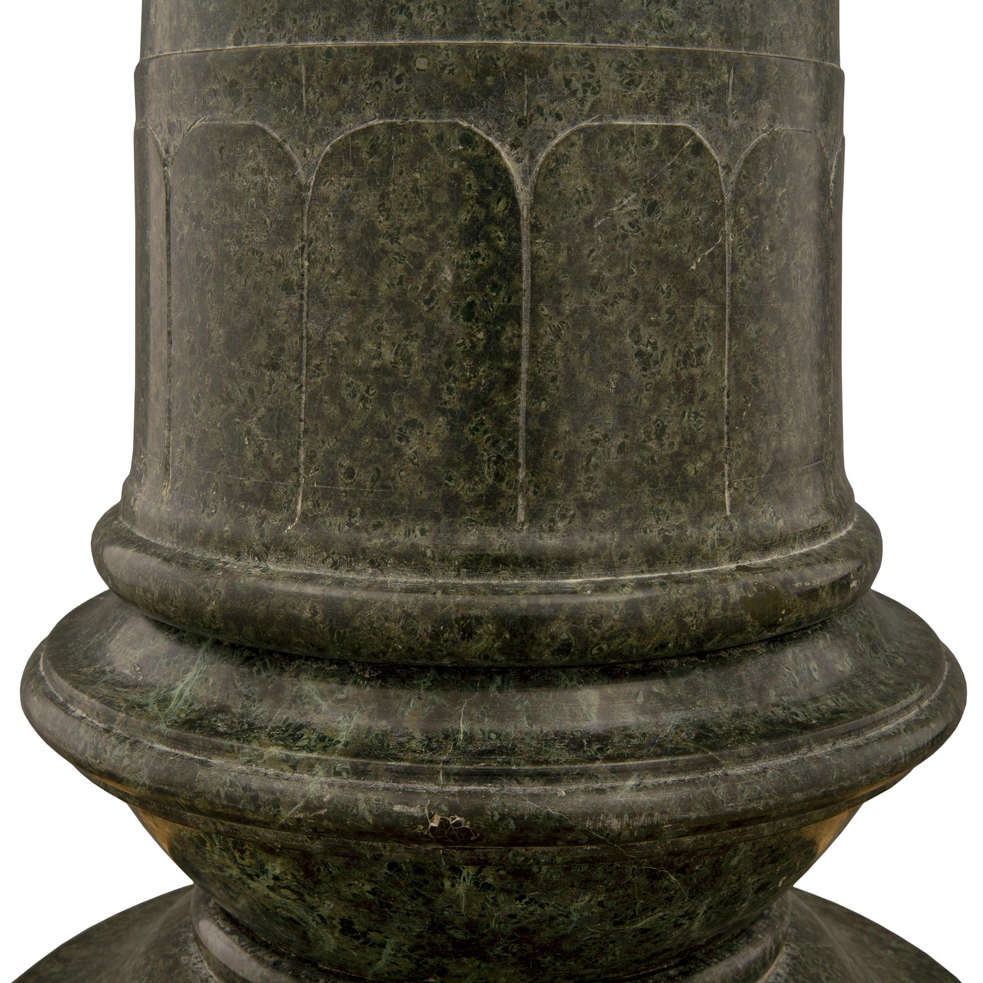 French 19th Century Louis XVI Style Vert de Patricia Marble Pedestal Column For Sale 3