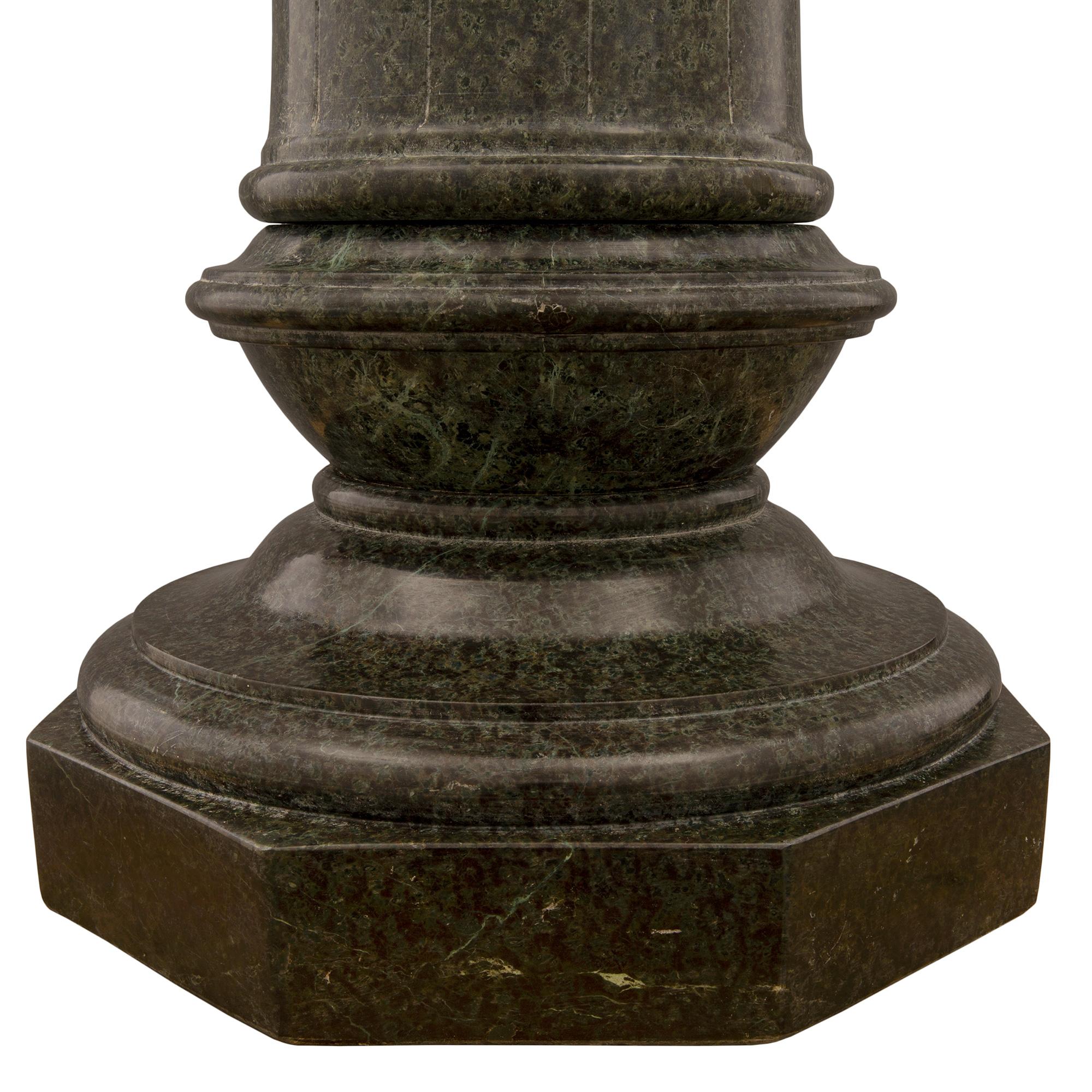French 19th Century Louis XVI Style Vert de Patricia Marble Pedestal Column For Sale 4