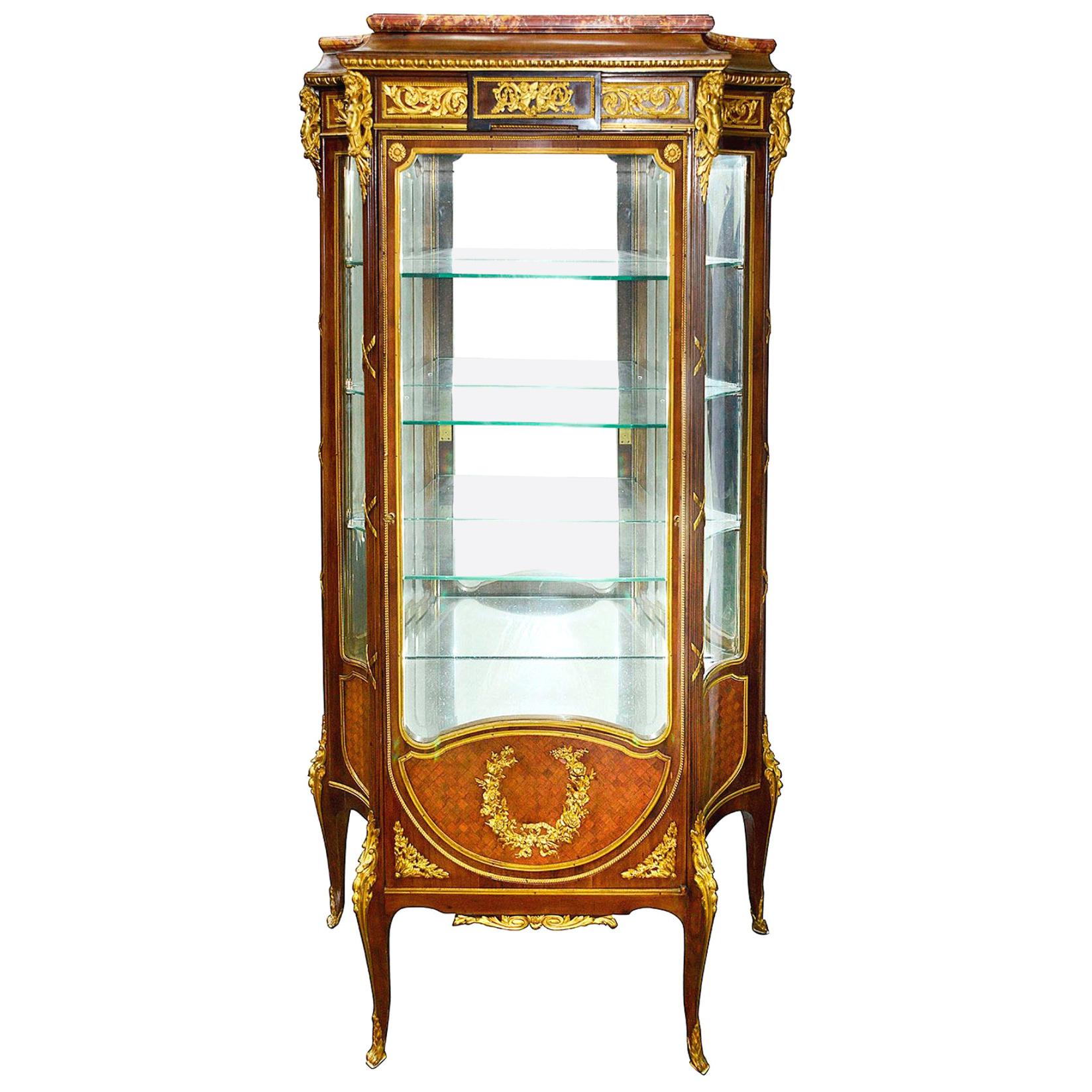 French 19th Century Louis XVI Style Vitrine, after Linke For Sale