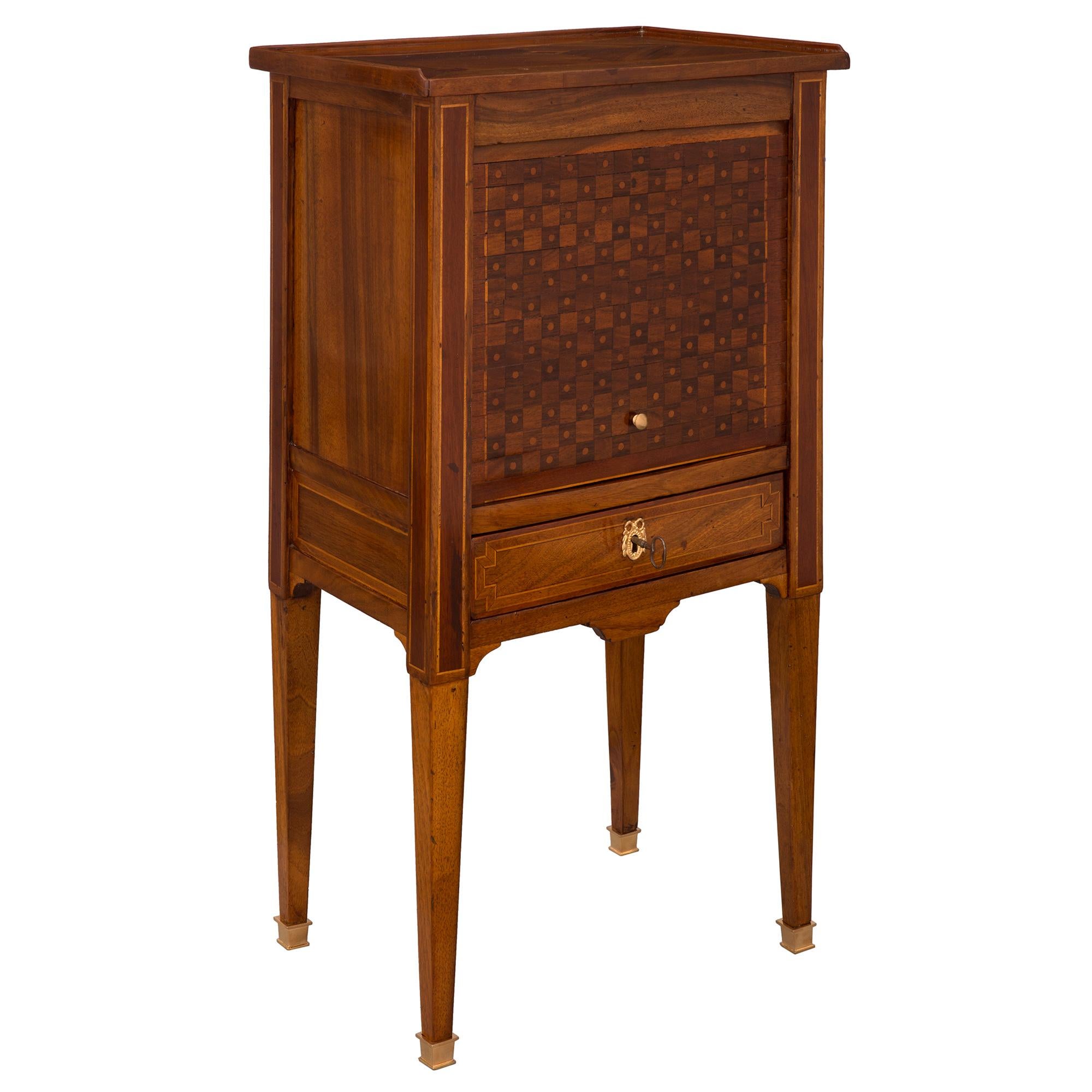 French 19th Century Louis XVI Style Walnut and Ormolu Side Table In Good Condition In West Palm Beach, FL