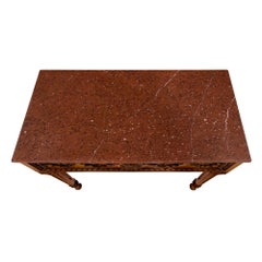 Console en noyer et marbre rouge griotte de style Louis XVI du 19ème siècle