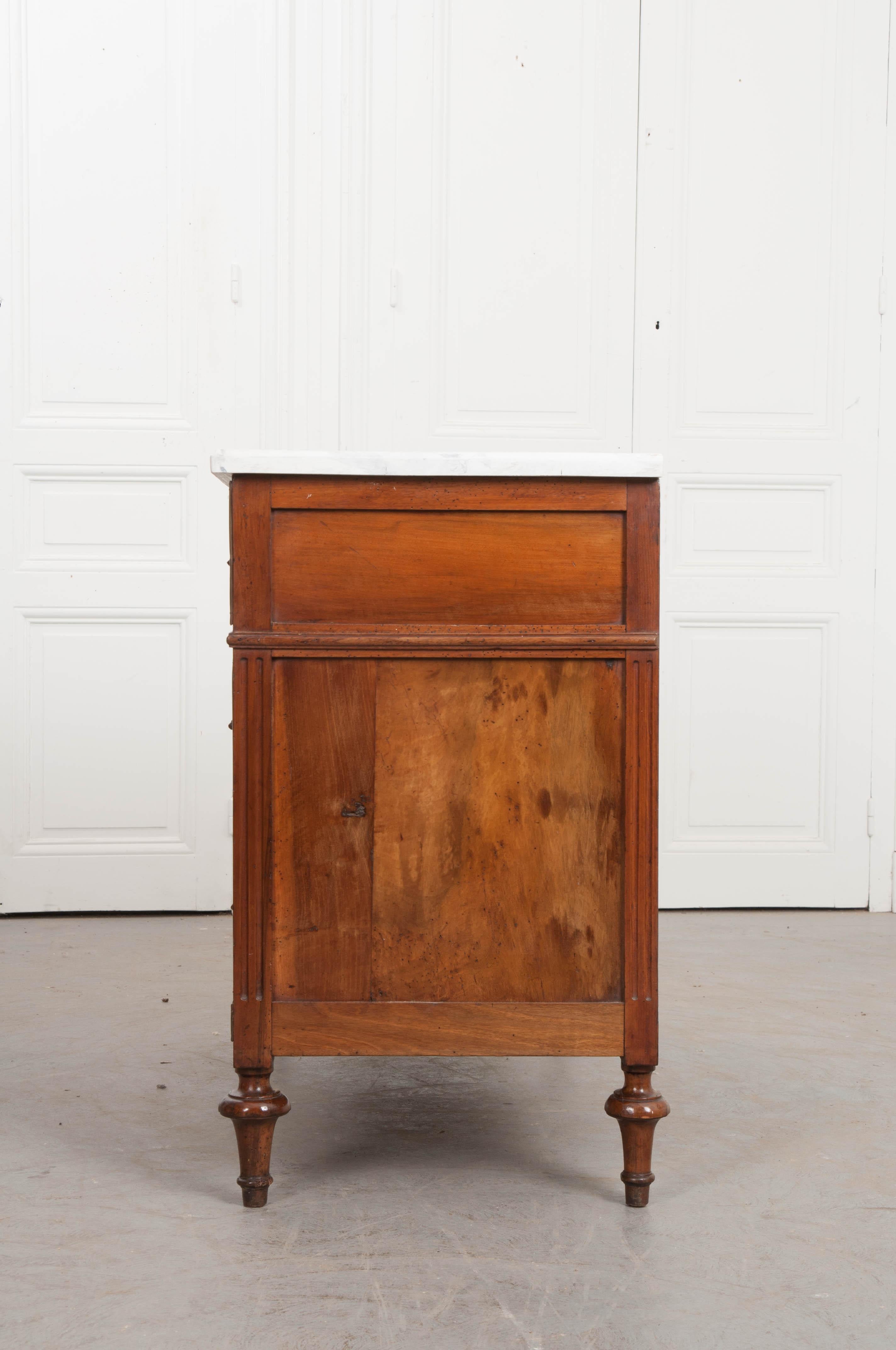 French 19th Century Louis XVI Style Walnut Commode with Faux Marble Top 3