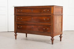 French 19th Century Louis XVI Style Walnut Commode with Faux Marble Top