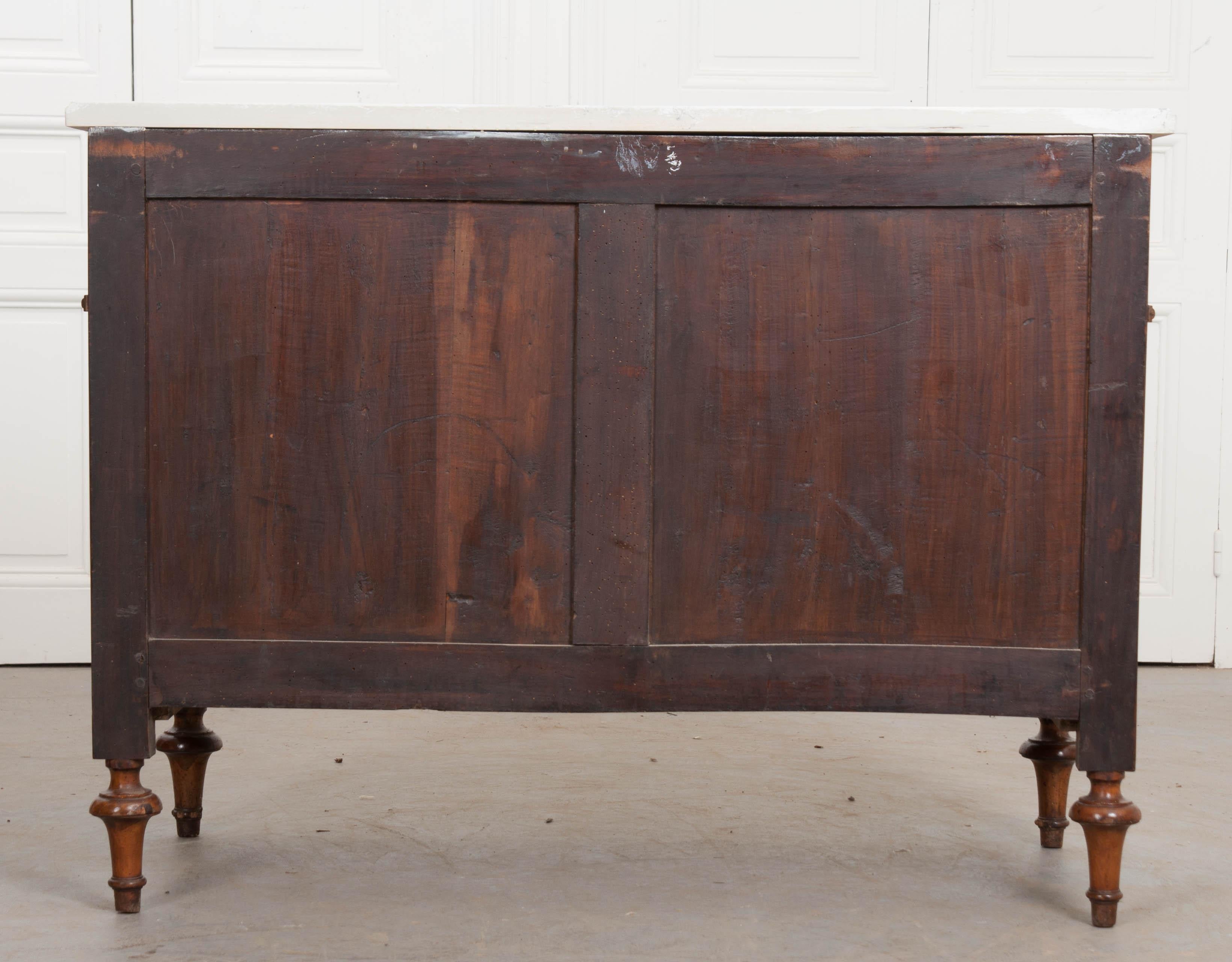 French 19th Century Louis XVI Style Walnut Commode with Faux Marble Top 4