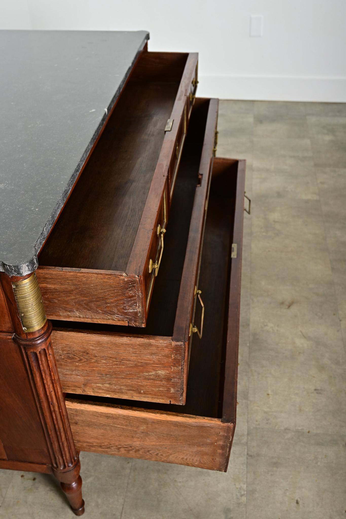 French 19th Century Louis XVI Style Walnut & Marble Commode For Sale 6