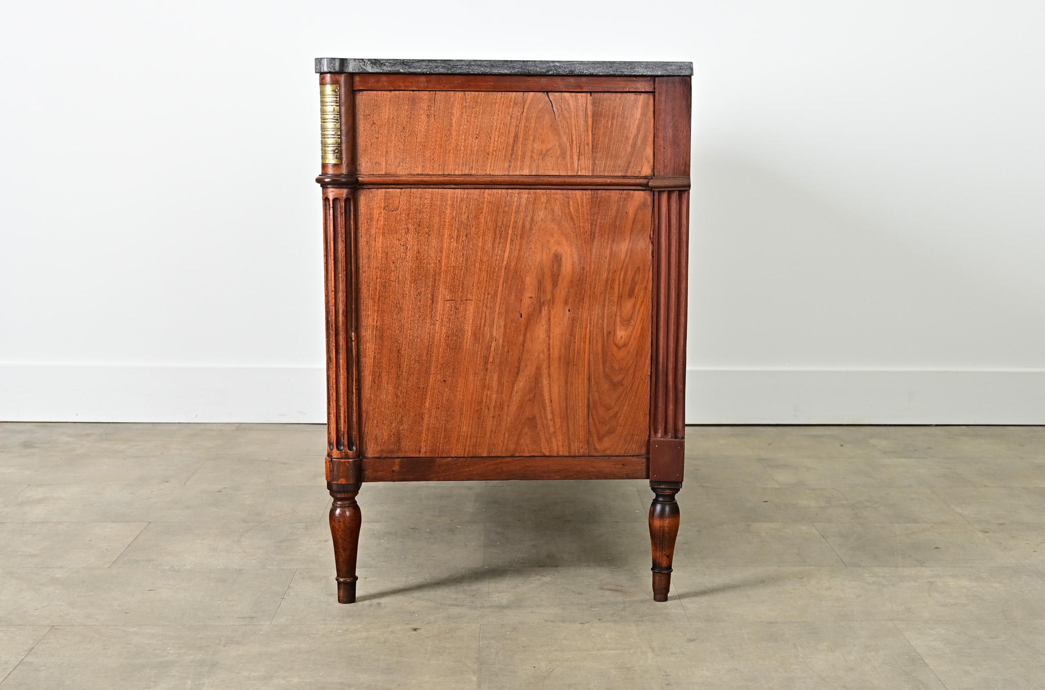 French 19th Century Louis XVI Style Walnut & Marble Commode For Sale 9