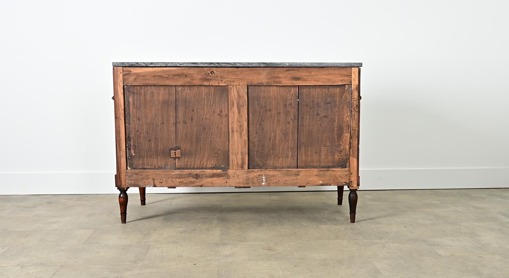 French 19th Century Louis XVI Style Walnut & Marble Commode For Sale 10