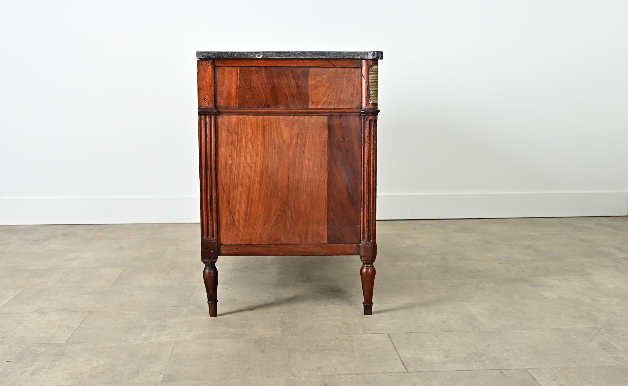 French 19th Century Louis XVI Style Walnut & Marble Commode For Sale 11